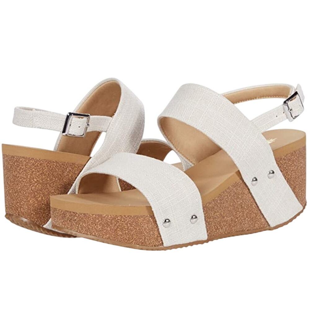 Volatile Womens Summerlove Slingback Wedge Sandals Size 11 White NIB
